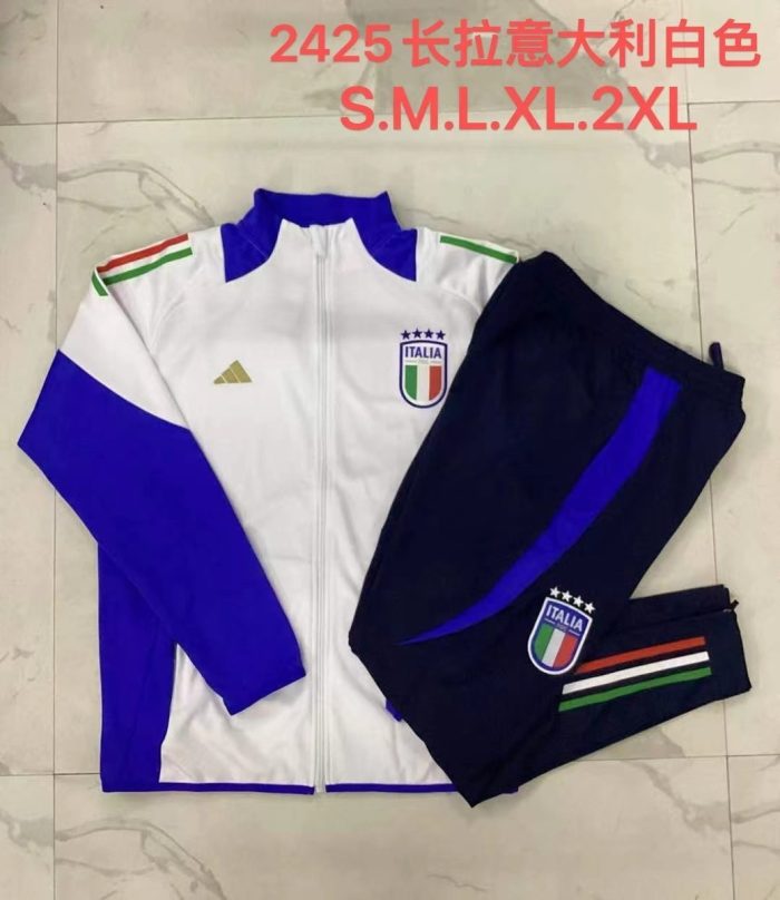 Italy 24-25 White Long Zip Jacket - 图片 9