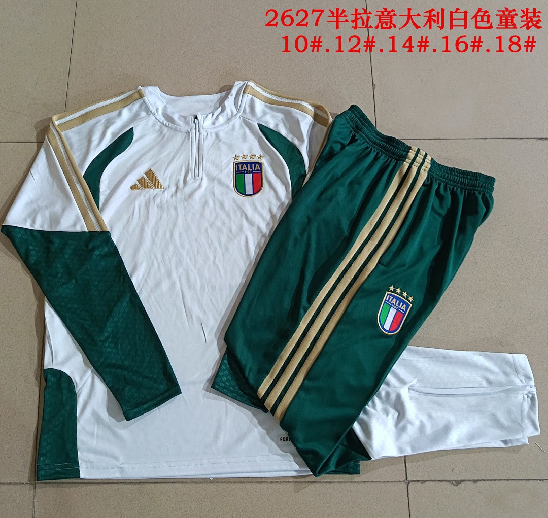Italy White Kids' Half-Zip Jacket