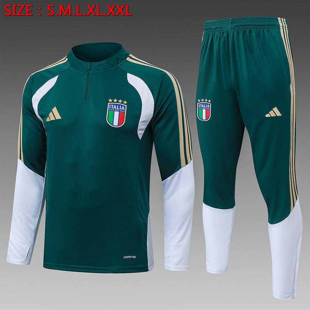 JER-7527_1 Italy Semi-Zip Jacket Dark Green - 图片 1