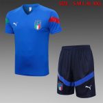 Italy 2022-2023 Short Sleeve Training Set in Colorful Blue (with 5-inch Shorts)