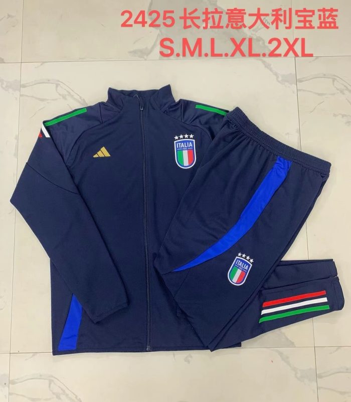 Italy 24-25 Long Zipper Jacket Navy Blue - 图片 9