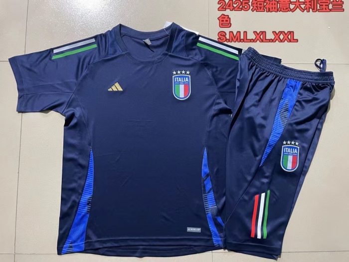 Italy 24-25 Short Sleeve Training Set in Royal Blue (with 3/4 Pants) - 图片 9