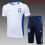 Italy 24-25 White Short Sleeve Training Set with 3/4 Pants