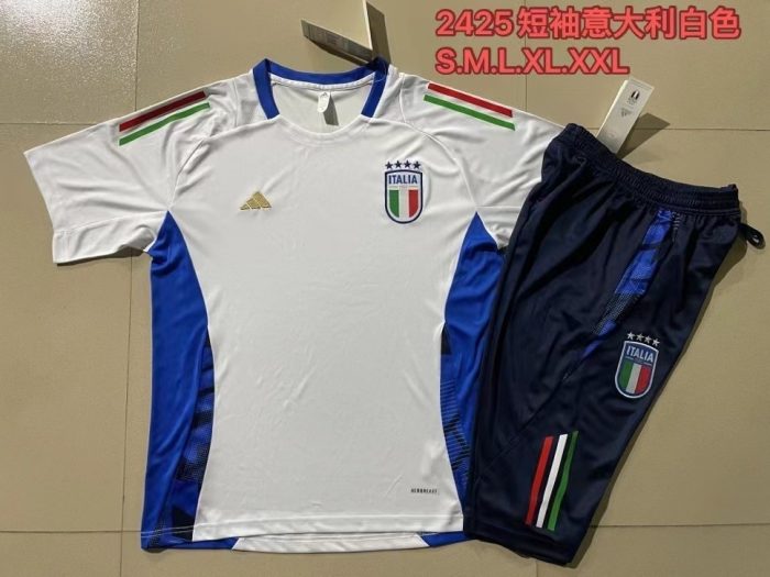 Italy 24-25 White Short Sleeve Training Set with 3/4 Pants - 图片 9