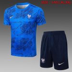 France Colorful Blue Short Sleeve Training Suit