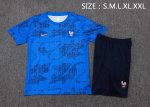 France Colorful Blue Short Sleeve Training Suit - 图片 2