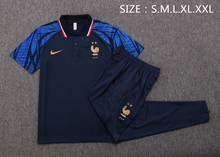 France 22/23 Polo Shirt Navy Blue - 图片 2