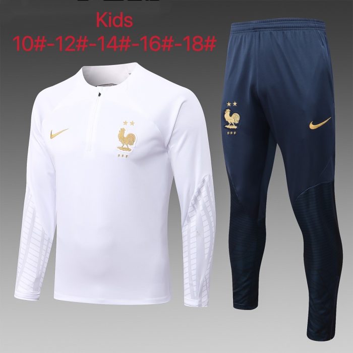 France 22/23 White Half-Zip Jacket Kids - 图片 2