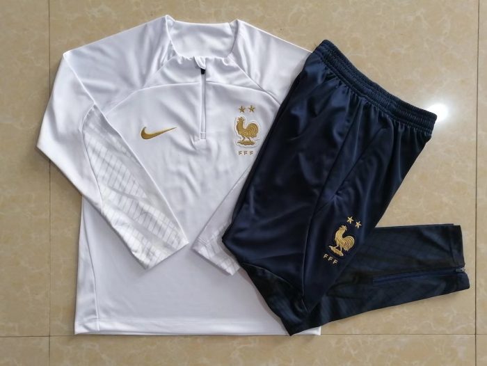 France 22/23 White Half-Zip Jacket Kids - 图片 3