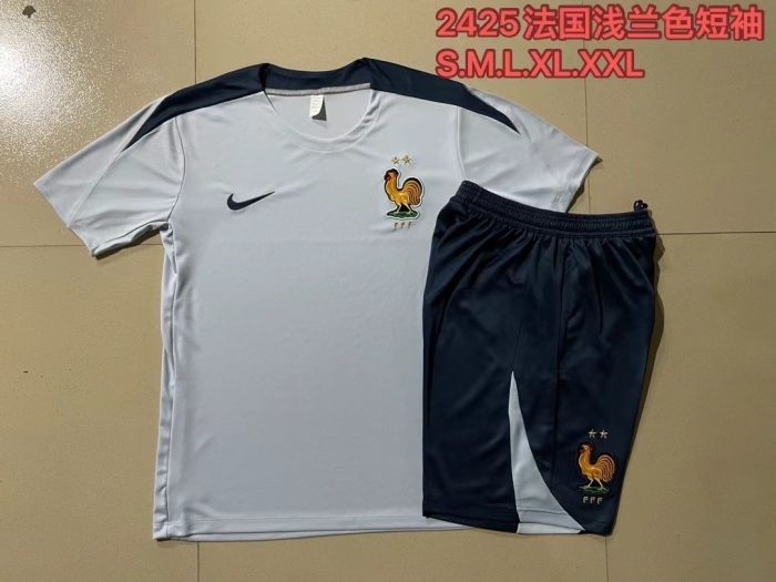 France 24/25 Light Blue Short Sleeve Training Suit - 图片 9