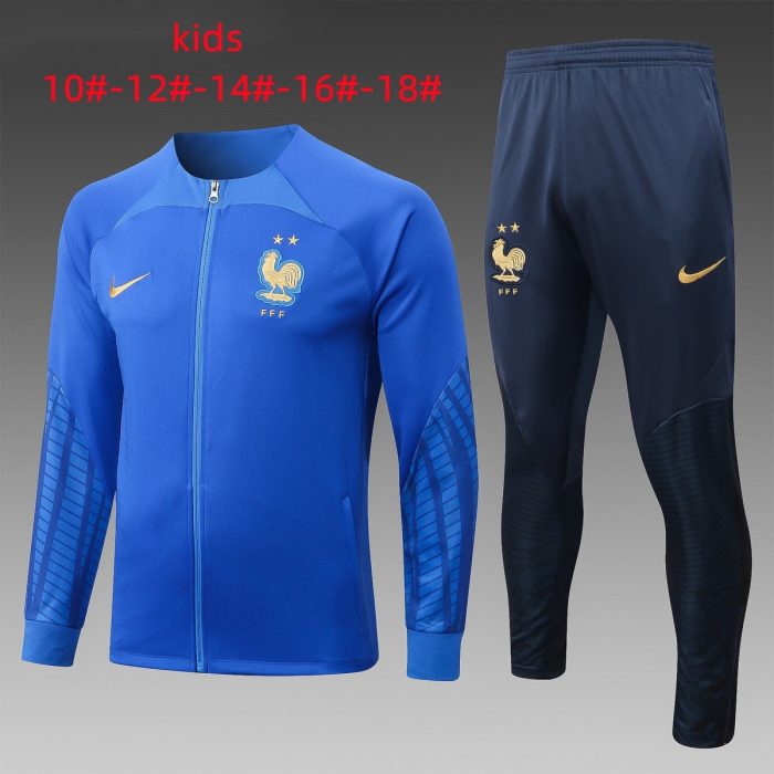France 22/23 Long Zipper Jacket Kids - 图片 2