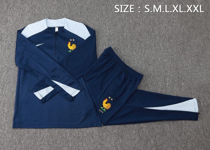France 24/25 Semi-Zip Jacket Navy Blue - 图片 2