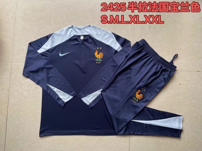 France 24/25 Semi-Zip Jacket Navy Blue - 图片 9
