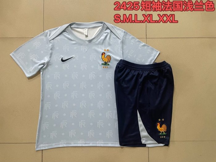 France 24/25 Light Blue Splatter Short Sleeve Training Shirt - 图片 9