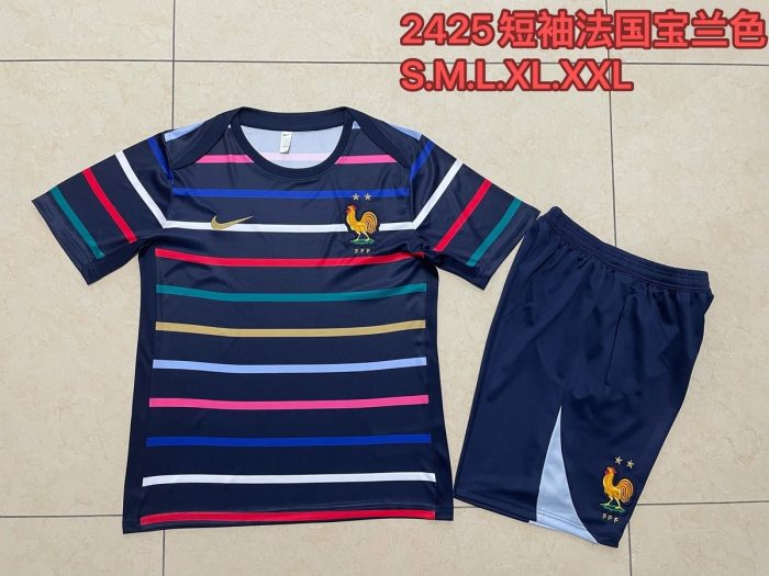 France 24/25 Blue Stripe Short Sleeve Training Shirt - 图片 9