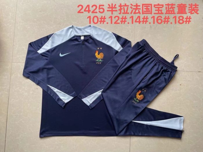 France 24/25 Semi-Zip Jacket Kids Blue - 图片 4
