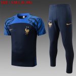 France 22/23 Navy Blue Training Short Sleeve Set with Pants
