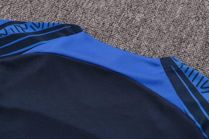 France 22/23 Navy Blue Training Short Sleeve Set with Pants - 图片 3