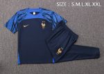 France 22/23 Navy Blue Training Short Sleeve Set with Pants - 图片 6