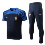 France 22/23 Navy Blue Training Short Sleeve Set with Pants - 图片 8