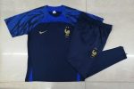 France 22/23 Navy Blue Training Short Sleeve Set with Pants - 图片 9