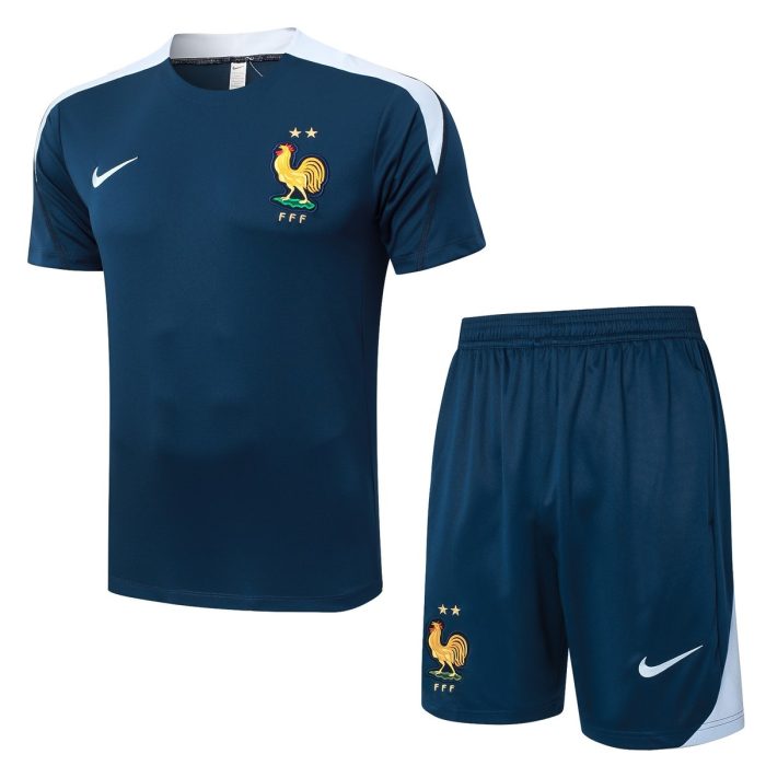 France 24/25 Short Sleeve Training Shirt Navy Blue - 图片 8