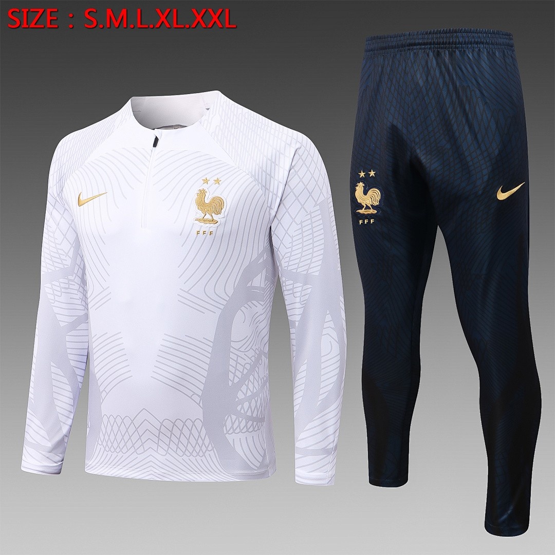 France 22/23 White Half-Zip Jacket
