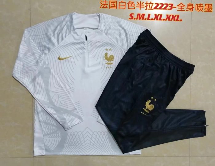 France 22/23 White Half-Zip Jacket - 图片 9