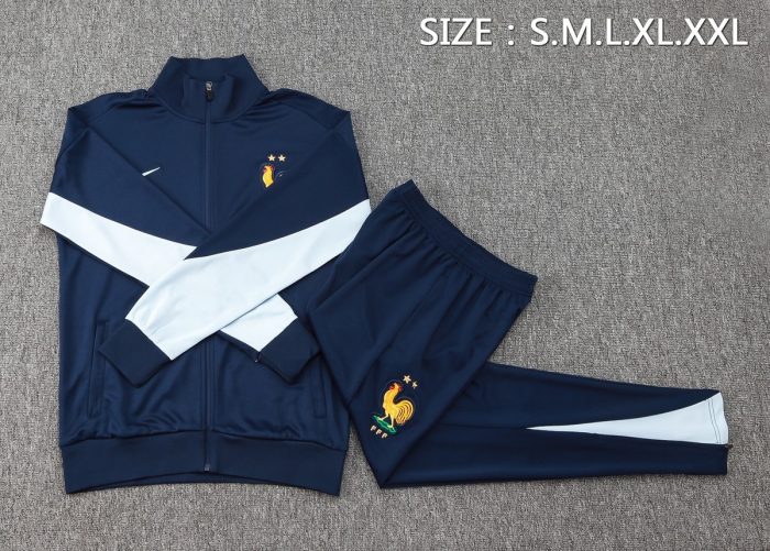 France 24/25 Long Zipper Jacket Blue - 图片 2