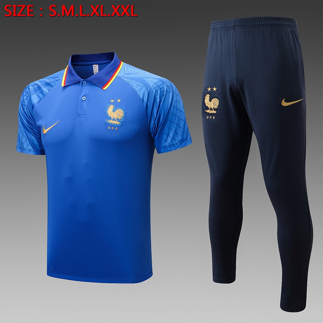 JER-7657_1 France 22/23 Polo Shirt Colorful Blue - 图片 1