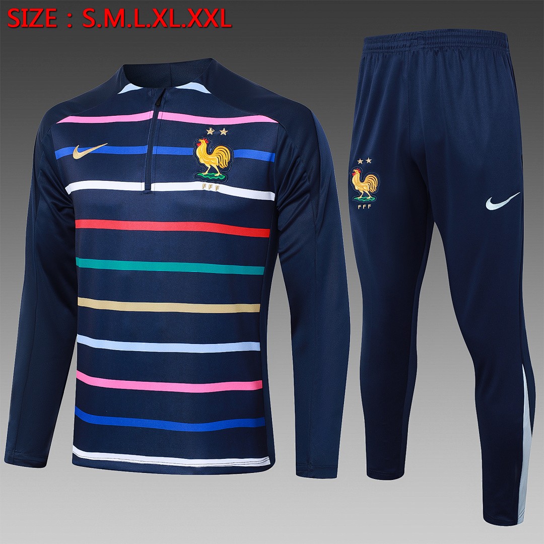 JER-7661_1 France 24/25 Semi-Zip Jacket Blue Stripe - 图片 1