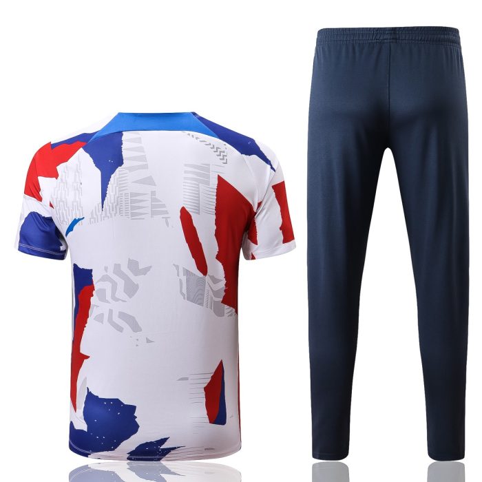 France 22/23 White Splatter Print Short Sleeve Training Suit with Pants - 图片 2
