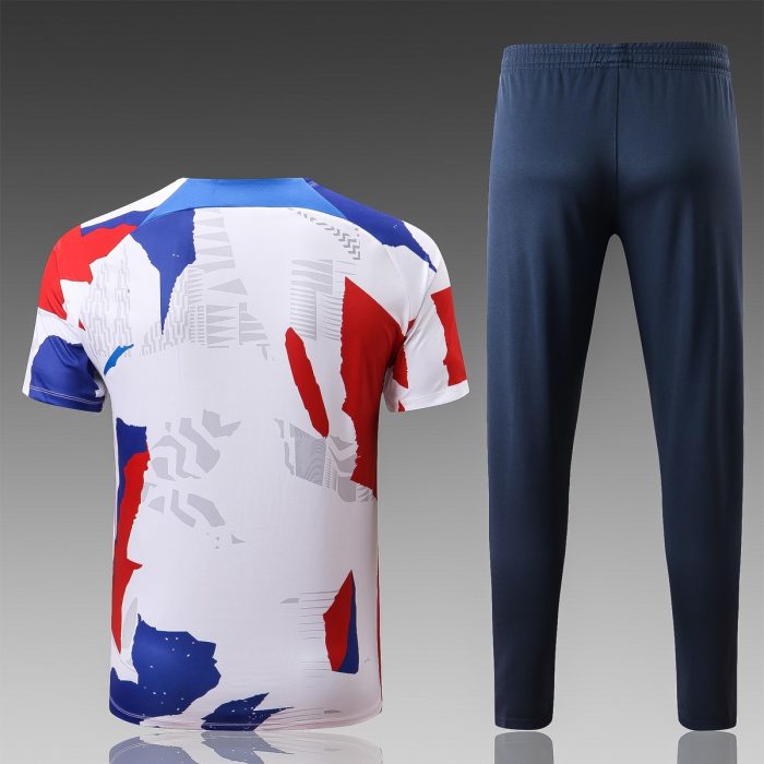France 22/23 White Splatter Print Short Sleeve Training Suit with Pants - 图片 4