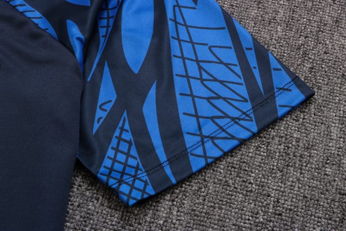 France 22/23 Blue Short Sleeve Training Suit with 5-Point Shorts - 图片 6