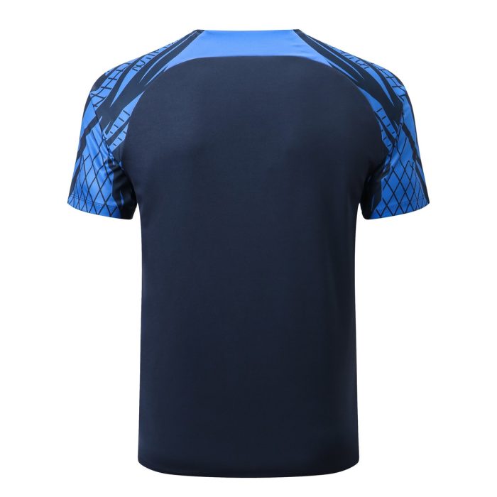 France 22/23 Blue Short Sleeve Training Suit with 5-Point Shorts - 图片 8