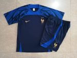 France 22/23 Blue Short Sleeve Training Suit with 5-Point Shorts - 图片 9