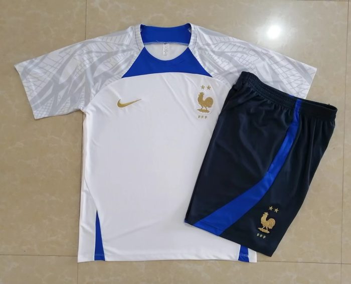 France 22/23 White Short Sleeve Training Suit with 5-Panel Shorts - 图片 9