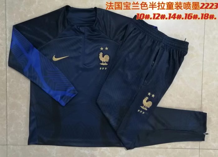 France 2223 Half-Zip Kids Jacket Blue - 图片 3