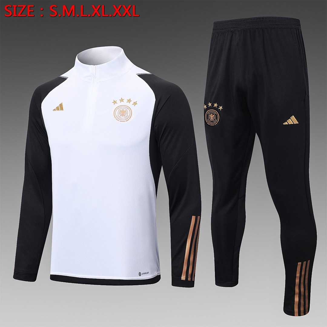 Germany 22/23 White Sleeves Black Half-Zip Jacket