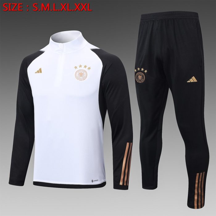 Germany 22/23 White Sleeves Black Half-Zip Jacket - 图片 8