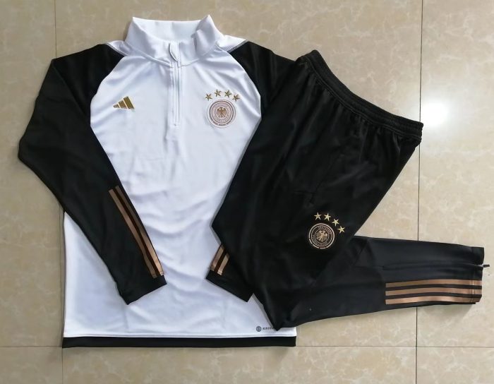 Germany 22/23 White Sleeves Black Half-Zip Jacket - 图片 9