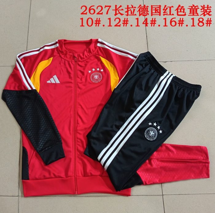 Germany Red Children's Long Zipper Jacket - 图片 3