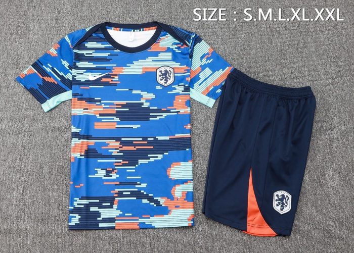 Netherlands 24-25 Short Sleeve Blue Splatter - 图片 2