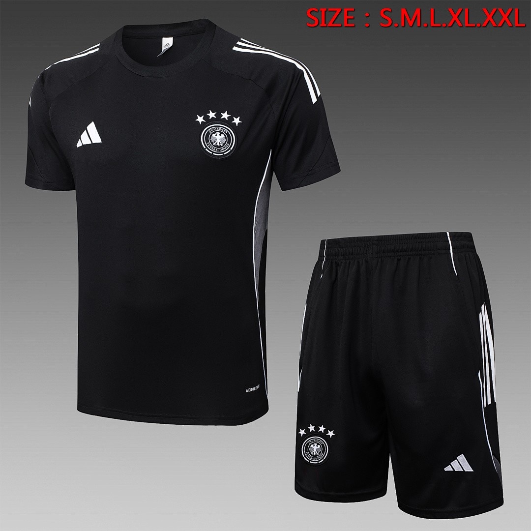 JER-7764_1 Germany Black Short Sleeve Training Suit - 图片 1