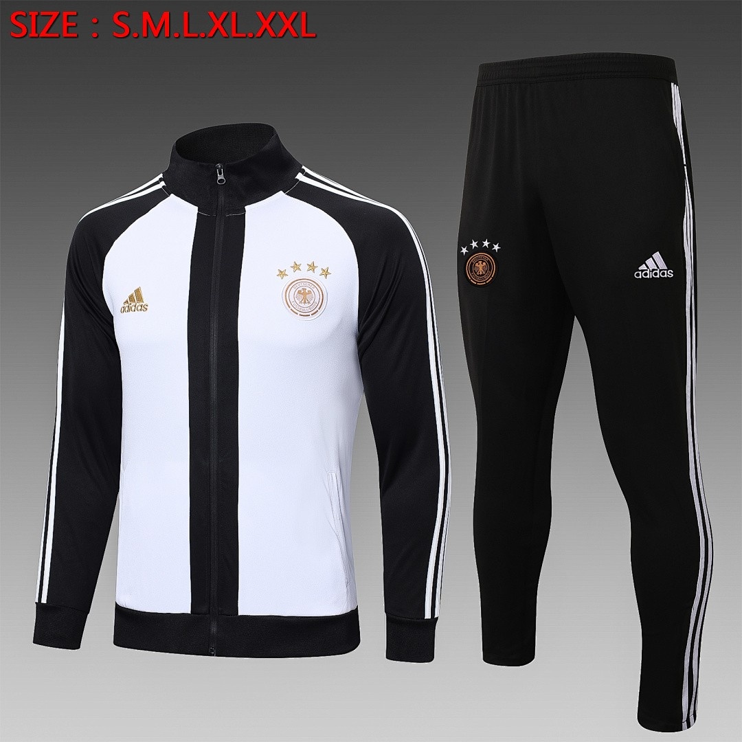Germany 22/23 White Sleeves Black Long Zip Jacket