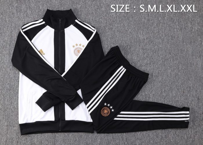 Germany 22/23 White Sleeves Black Long Zip Jacket - 图片 2