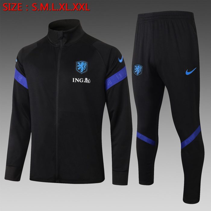 2021 Netherlands Black Kids Long Zipper Jacket - 图片 2