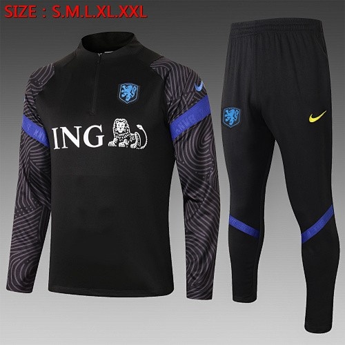 2021 Netherlands Black Kids' Half-Zip Jacket