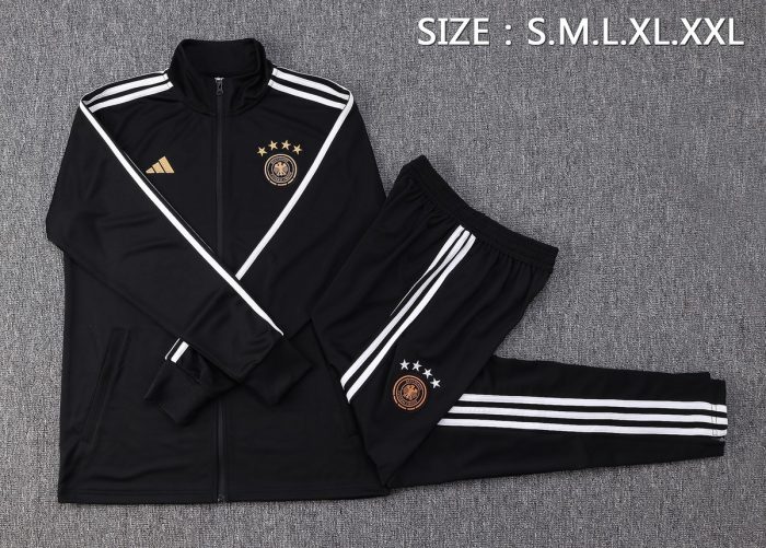 Germany 22/23 Black Long Zip Jacket with White Trim - 图片 2