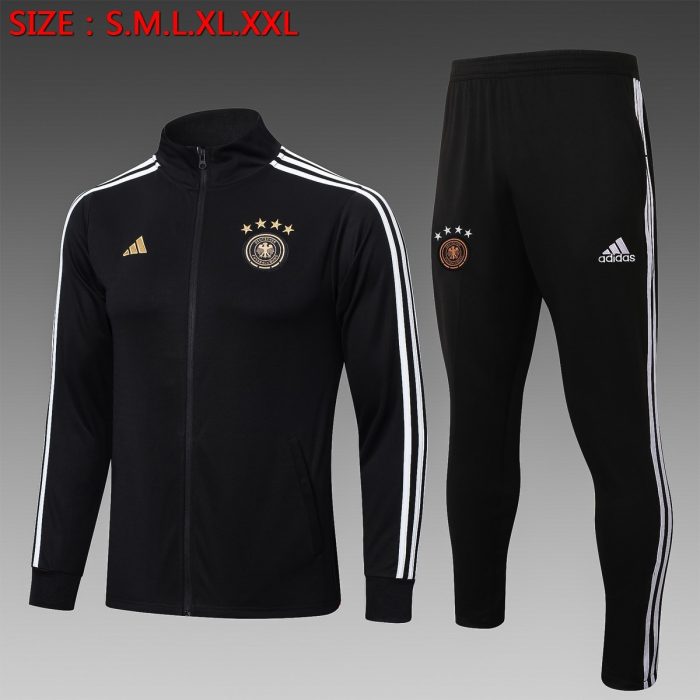Germany 22/23 Black Long Zip Jacket with White Trim - 图片 8